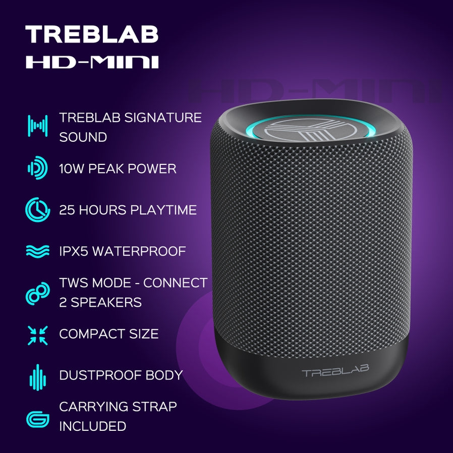 Treblab HD Mini | Tragbarer Bluetooth Lautsprecher